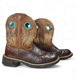 Ariat Size 6.5 FatBaby Boots‎ Brown Leather Cowgirl Sheila 10010219 Embroidered
